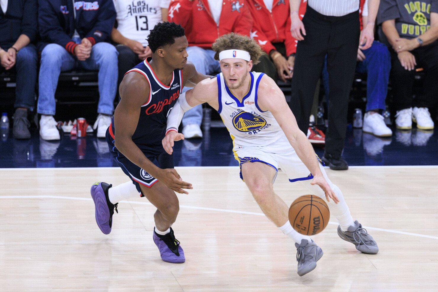 Brandin Podziemski (2), Golden State Warriors, a Bennedict Mathurin (9), Los Angeles Clippers